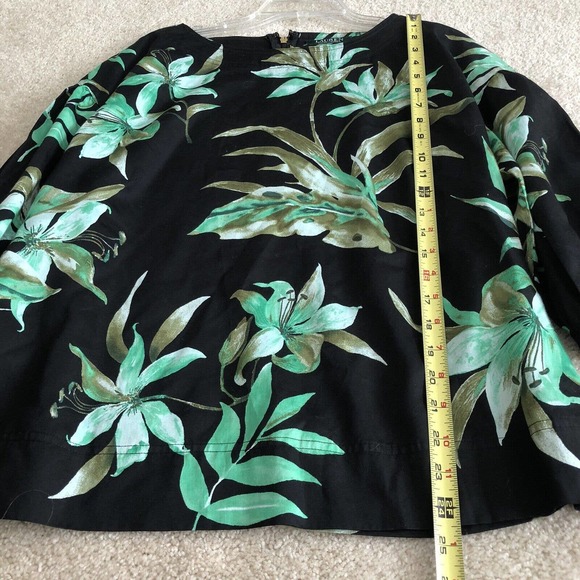 Lauren Ralph Lauren Blouse Size Large Tropical Leaf Print 3/4 Balloon Sleeve - Picture 5 of 7